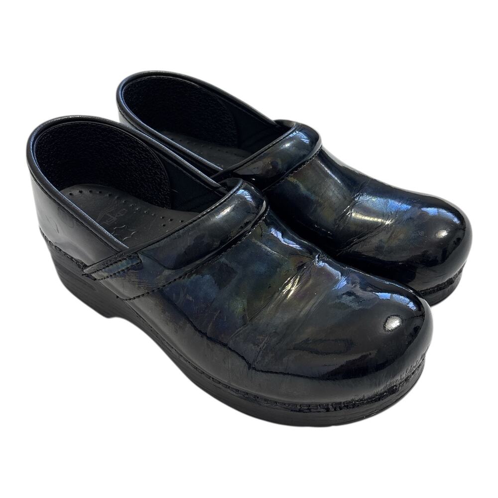 Dansko Professional Black Patent Leather Slip On Clogs Size 9-9.5 EU 40